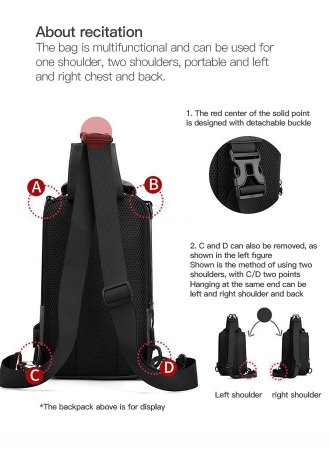 Sharpdo - Men's Multifunctional Oxford Waterproof Casual Waistpack Adjustable Straps Premium Lightweight Waist One Shoulder Cross-body Back Bag for Gym Fitness Workout Travel Work Commute - Image 1