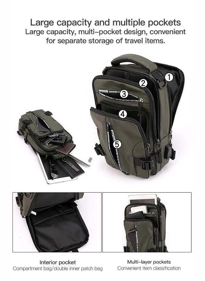 Sharpdo - Men's Multifunctional Oxford Waterproof Casual Waistpack Adjustable Straps Premium Lightweight Waist One Shoulder Cross-body Back Bag for Gym Fitness Workout Travel Work Commute - Image 1