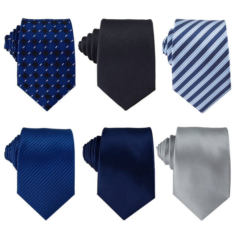 Adulove Men's Necktie Classic Silk Tie Woven Jacquard Neck Ties 6 PCS - Image 1