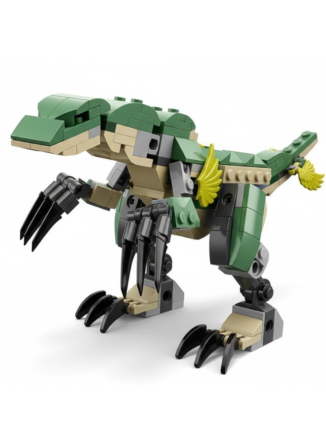 إيلفين لعبة تركيب ديناصور Therizinosaurus من Elfin World – عدد 180 قطعة – مجموعة Dinosaur Village مع شخصية ميني فيج ودراجة - Image 4