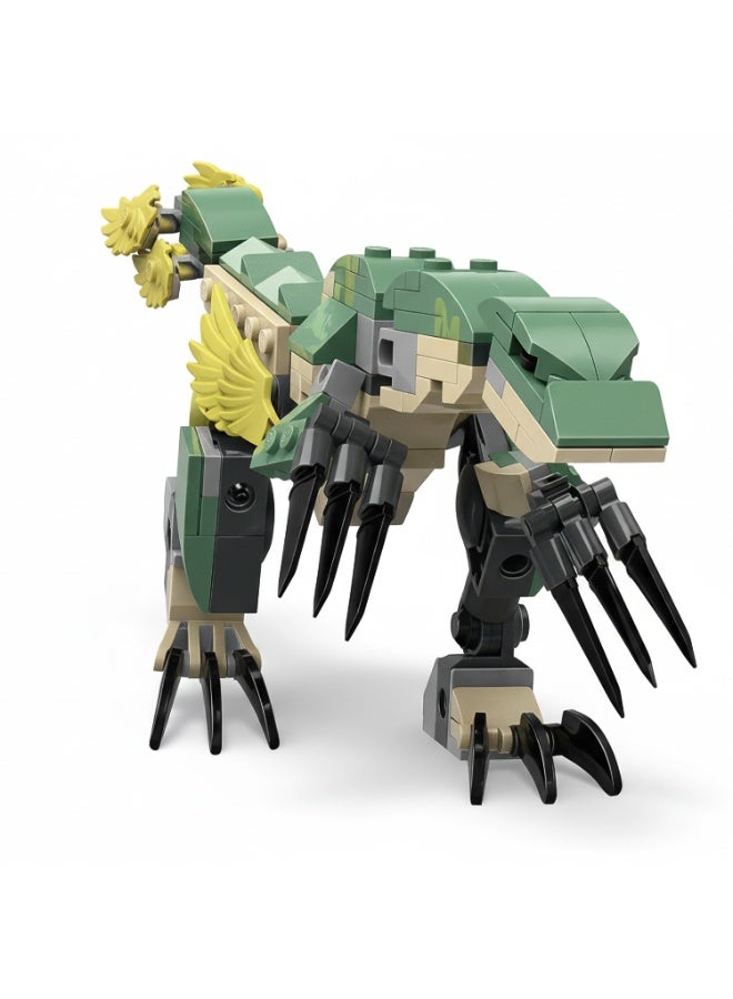 إيلفين لعبة تركيب ديناصور Therizinosaurus من Elfin World – عدد 180 قطعة – مجموعة Dinosaur Village مع شخصية ميني فيج ودراجة - Image 3