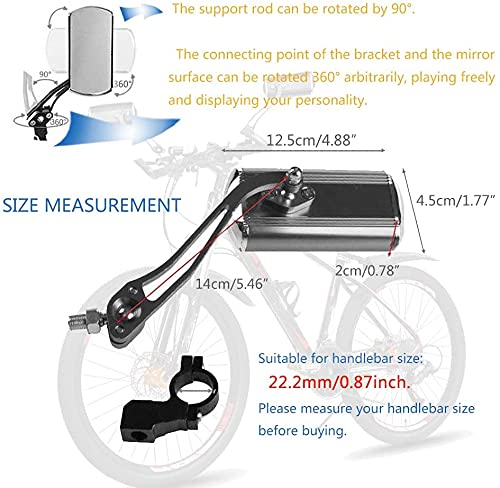 Nakazawa Bike Mirrors Handlebar Rearview Mirror, Bicycle Mirrors for Handlebars 2 pack, Bike Mirrors for Handlebar for Electric Bike, Mountain Bike, and Fixed Gear Bike (black1) - Image 2