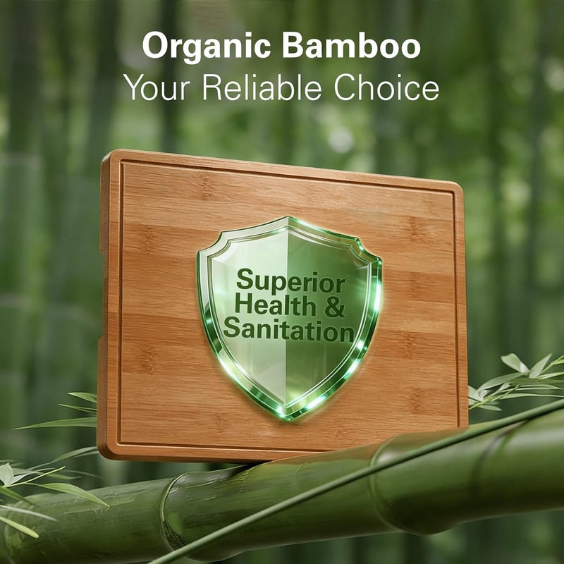 Zarler Bamboo Cutting Boards for Kitchen, Durable Wood Cutting Board with Juice Grooves and Handles, Wooden Chopping Borad Set for Meal Prep, 500℉ Carbonized Bamboo, XL Size, Ideal Kitchen Gift - Image 3