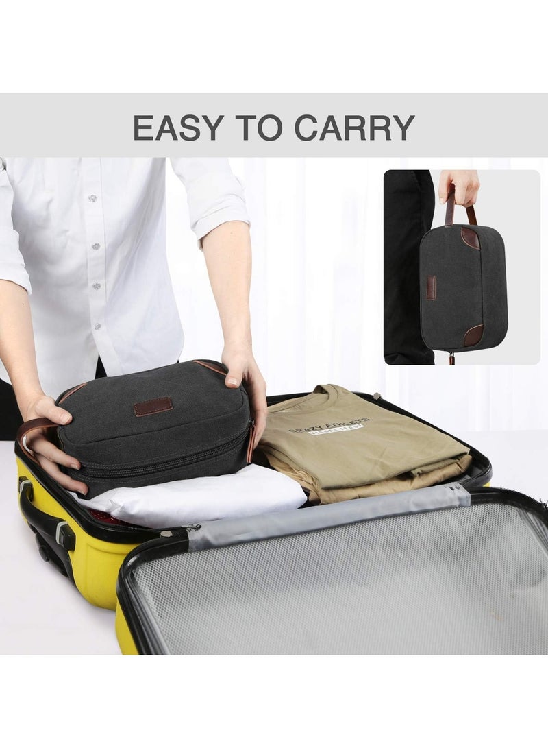 بريمو بلس حقيبة أدوات الزينة للسفر، مجموعة تنظيم السفر للرجال، مجموعة أدوات الحلاقة، حقيبة الحمام، حقيبة تنظيم أدوات الزينة القماشية، منظم مستحضرات التجميل من القماش للمكياج والشامبو، بمقبض - Image 4