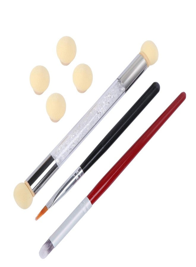 Ruby Face Rubyface 3 Pcs Ombre Nail Art Brush Set Wooden Gel Builder Brush Double Head Nail Gradient Shading Pen With 4 Replaceable Sponge Heads Manicure Tools - Image 2