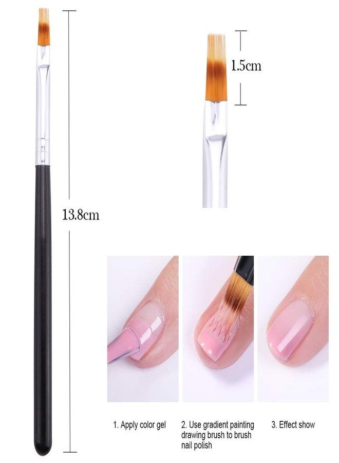 Ruby Face Rubyface 3 Pcs Ombre Nail Art Brush Set Wooden Gel Builder Brush Double Head Nail Gradient Shading Pen With 4 Replaceable Sponge Heads Manicure Tools - Image 3
