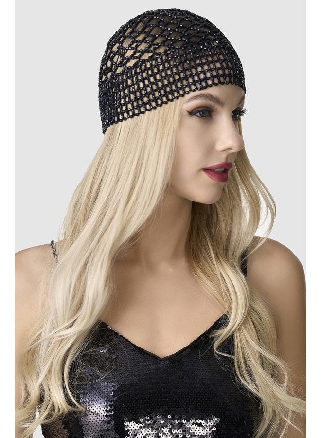 BABEYOND 1920s Beaded Cap Headpiece Belly Dance Cap Exotic Cleopatra Headpiece for Gatsby Themed Party (Black) - Image 2
