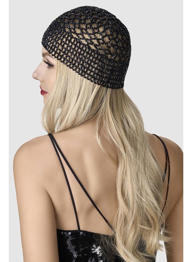 BABEYOND 1920s Beaded Cap Headpiece Belly Dance Cap Exotic Cleopatra Headpiece for Gatsby Themed Party (Black) - Image 4