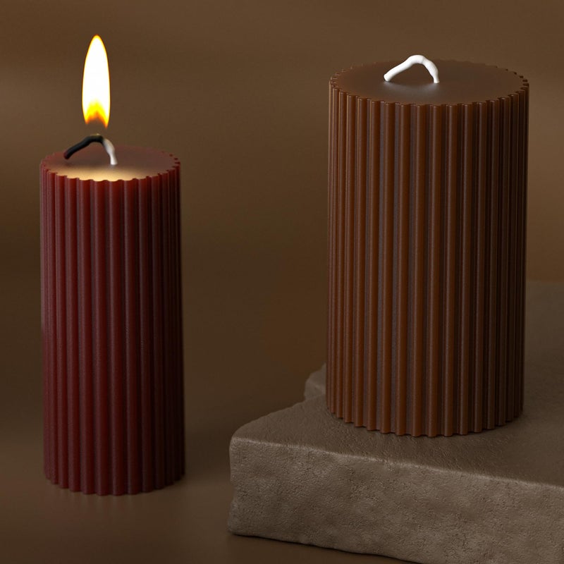 ESEDAGE 2 Pack Pillar Gear Shape Column Candle Resin Mold - Resin Casting Silicone Molds for Home Decor & Candle Making Wave Spiral Mold - Image 1