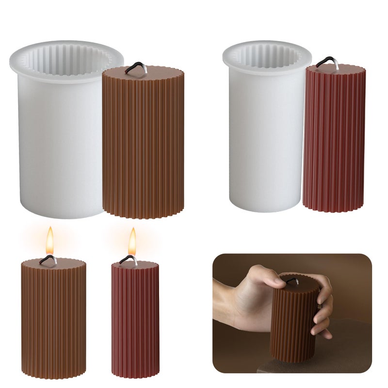 ESEDAGE 2 Pack Pillar Gear Shape Column Candle Resin Mold - Resin Casting Silicone Molds for Home Decor & Candle Making Wave Spiral Mold - Image 5