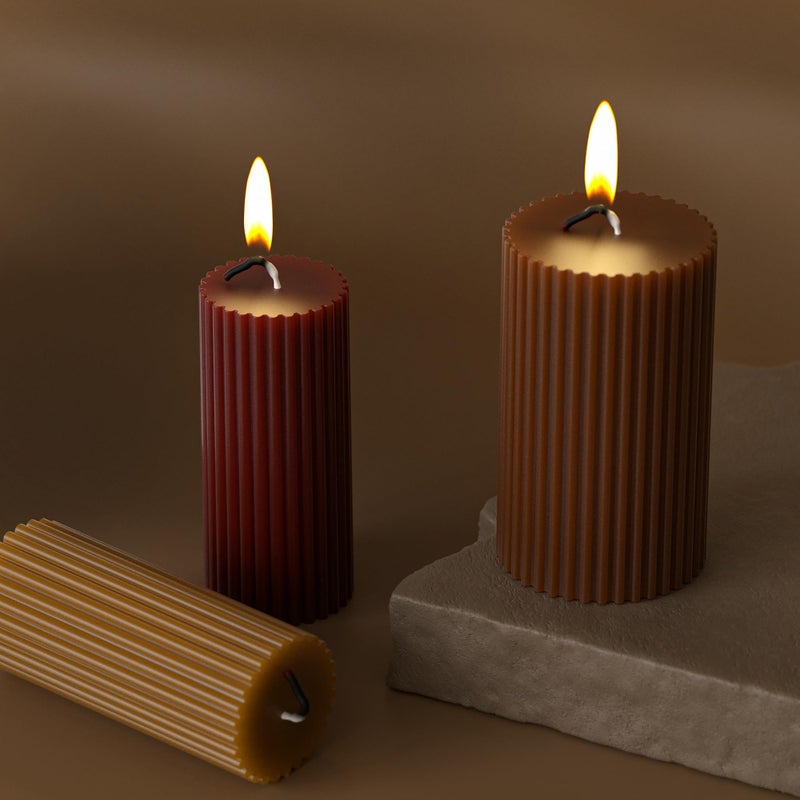 ESEDAGE 2 Pack Pillar Gear Shape Column Candle Resin Mold - Resin Casting Silicone Molds for Home Decor & Candle Making Wave Spiral Mold - Image 2