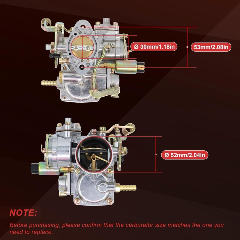 THUNDERMINGO 30 PICT-1 Carburetor for VW Beetles, Karmann Ghia, and Transporter (1949-1966) with Electric Choke - Image 4