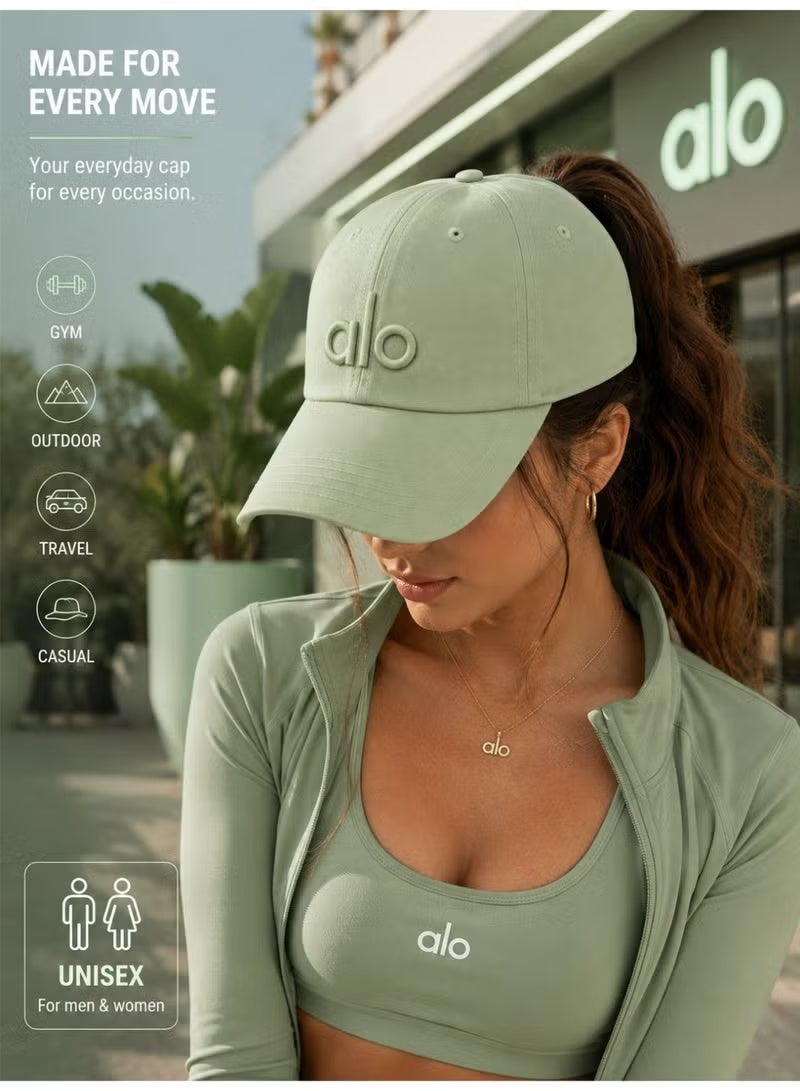 ألو يوغا Alo Yoga كبار الذكور والنساء قبعات البيسبول العامة القابلة للتعديل - قبعات رياضية تنفسية خفيفة الوزن للرجال والنساء، قبعات منحنية، أسلوب ملابس الشارع، رمادي أخضر - Image 3