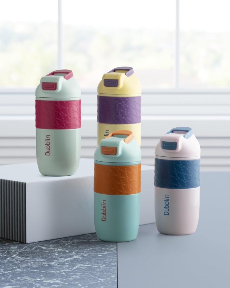 Dubblin Insta Stainless Steel Tea & Coffee Mug | Double Wall Vacuum Insulated Travel Mug with Handle & Leak-Proof Lid | Wide Mouth Tumbler Thermo Flask- Keeps Hot 6 Hrs & Cold 12 Hrs, 520ML- Green - Image 3