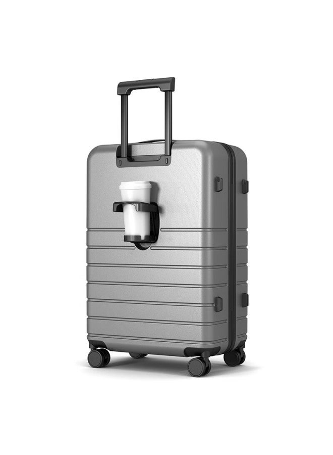 Soo Luggage Suitcase With Cup Holder, Trolley Case For Men And Women, Travel Suitcase, Password Lock, Large Capacity Leather Suitcase, Gray, 24 Inches - Image 4
