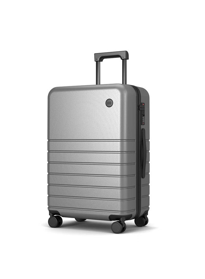 Soo Luggage Suitcase With Cup Holder, Trolley Case For Men And Women, Travel Suitcase, Password Lock, Large Capacity Leather Suitcase, Gray, 24 Inches - Image 3