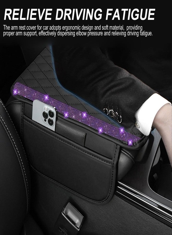 NBTEPEM غطاء وحدة التحكم المركزية للسيارة من NBTEPEM، غطاء مسند ذراع السيارة من الجلد مع حقيبتي تخزين، غطاء وحدة التحكم المركزية للسيارة مناسب لمعظم المركبات (لون أرجواني ماسي) - Image 4