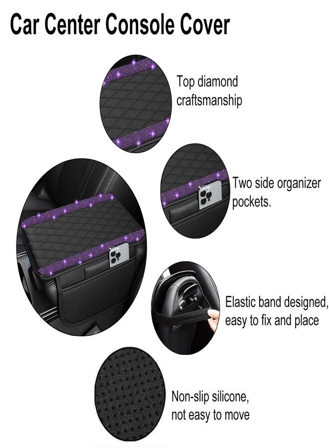 NBTEPEM غطاء وحدة التحكم المركزية للسيارة من NBTEPEM، غطاء مسند ذراع السيارة من الجلد مع حقيبتي تخزين، غطاء وحدة التحكم المركزية للسيارة مناسب لمعظم المركبات (لون أرجواني ماسي) - Image 3