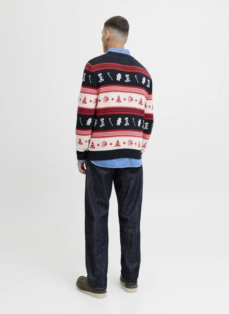 JACK & JONES Christmas Knit Neck Long Sleeve Sweater