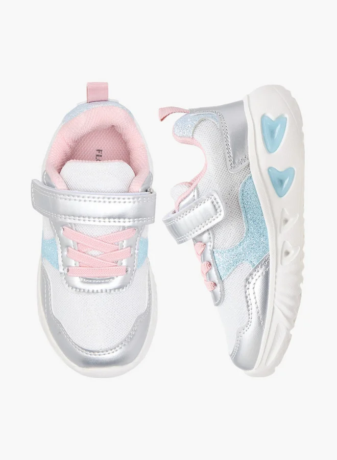 Flora Bella By Shoexpress Girls Colourblock Light-Up Sneakers with Hook and Loop Closure
