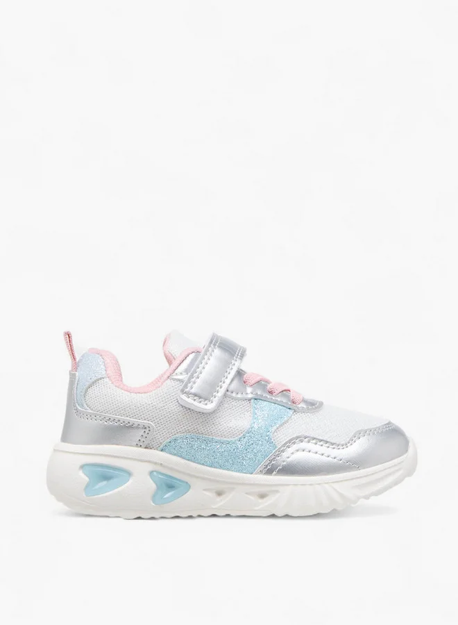 Flora Bella By Shoexpress Girls Colourblock Light-Up Sneakers with Hook and Loop Closure
