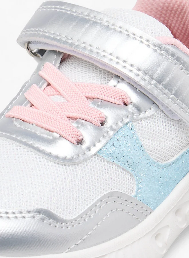 Flora Bella By Shoexpress Girls Colourblock Light-Up Sneakers with Hook and Loop Closure