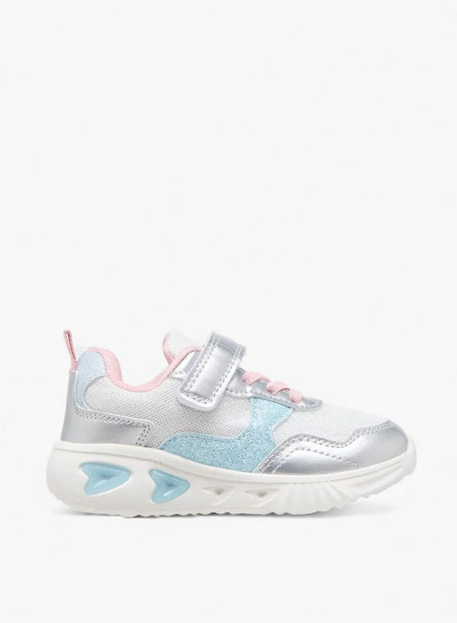 Girls Colourblock Light-Up Sneakers with Hook and Loop Closure