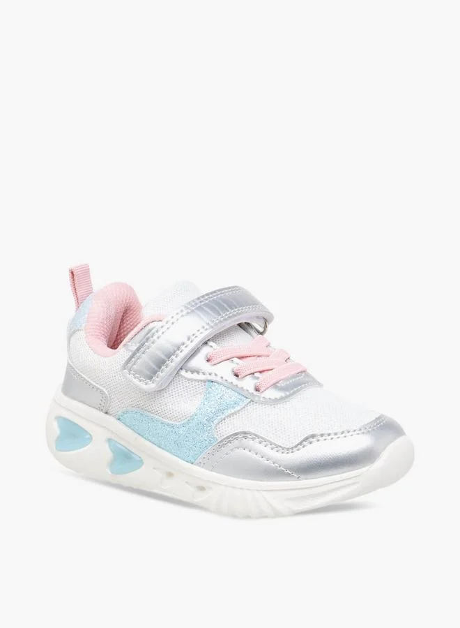 Flora Bella By Shoexpress Girls Colourblock Light-Up Sneakers with Hook and Loop Closure