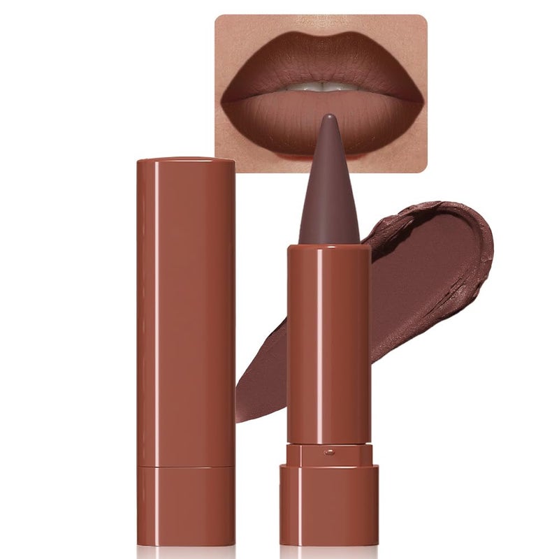 BINGBRUSH 2-in-1 Gradient Dark Brown Lip Liner & Lipstick Combo,Matte Longwear Waterproof Lip Pencil with Cone Tip,Smudge Proof Crayon for Flawless Ombre Contour,Women's Long Lasting Makeup Set - Image 1