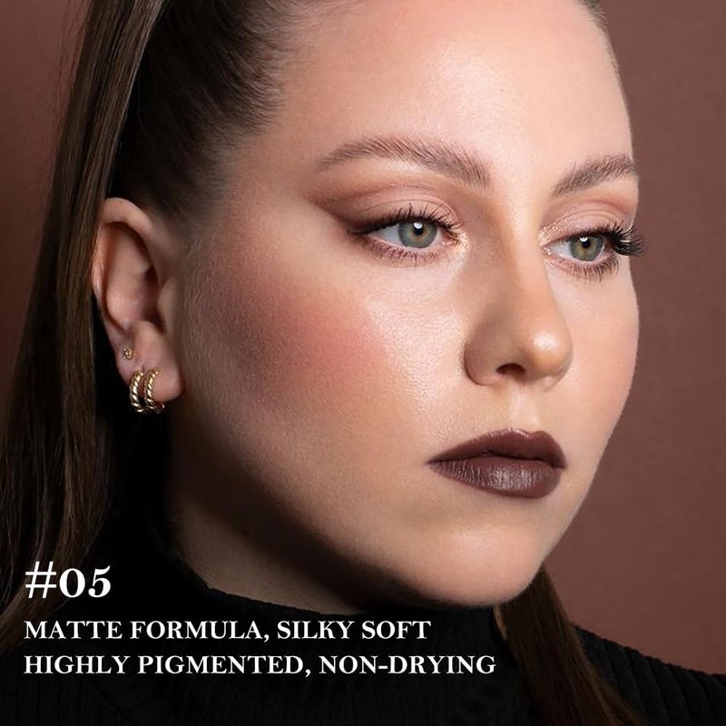 BINGBRUSH 2-in-1 Gradient Dark Brown Lip Liner & Lipstick Combo,Matte Longwear Waterproof Lip Pencil with Cone Tip,Smudge Proof Crayon for Flawless Ombre Contour,Women's Long Lasting Makeup Set - Image 2