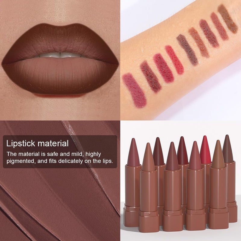 BINGBRUSH 2-in-1 Gradient Dark Brown Lip Liner & Lipstick Combo,Matte Longwear Waterproof Lip Pencil with Cone Tip,Smudge Proof Crayon for Flawless Ombre Contour,Women's Long Lasting Makeup Set - Image 5