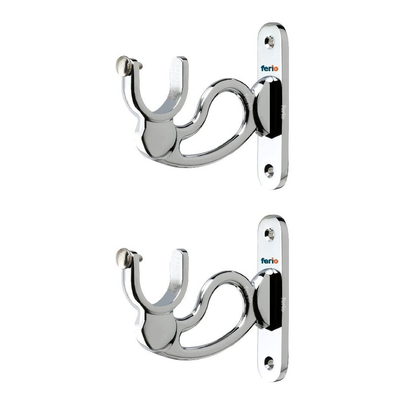 Ferio Zinc Heavy Curtain Holder, Brackets, for Door and Window, Curtain Brackets Set for 1 Inch Rod Chrome Finish (Pack of 2, Silver) - Image 3