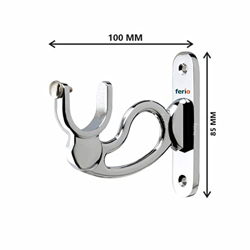 Ferio Zinc Heavy Curtain Holder, Brackets, for Door and Window, Curtain Brackets Set for 1 Inch Rod Chrome Finish (Pack of 2, Silver) - Image 2