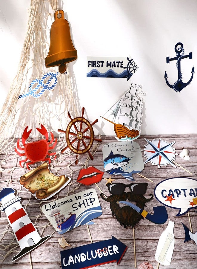 TaoBary 36 Pieces Nautical Photo Booth Props, Sailor Birthday Party Supplies, Cruise Anchor Sailboat Yacht Photography Props for Girls Boys Party Decorations - Image 3