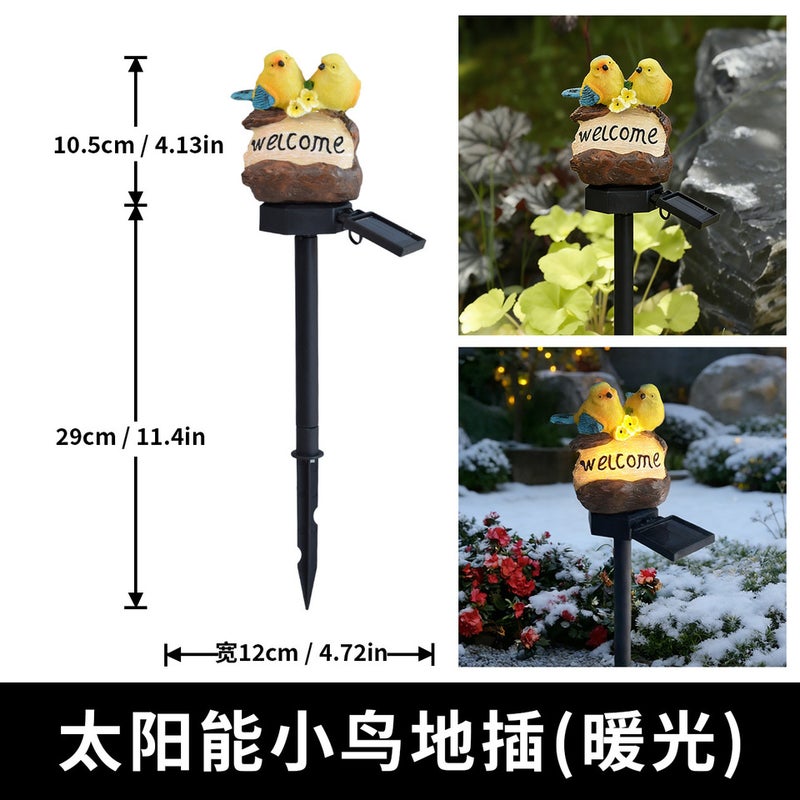 Outdoor Garden Resin Bird Figurine Ground Stake Light for Garden Decor Solar Landscape Lawn Lamp - Image 1