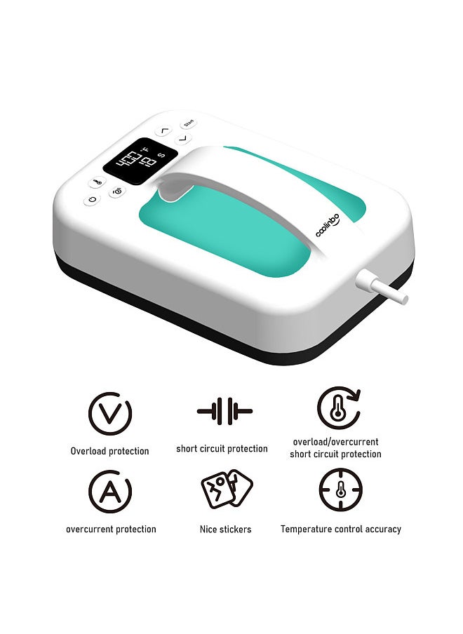 Generic - HP6 Handheld Mini Heat Press Machine 7x5 Inch Portable Heat Transfer Machine with Insulated Anti-Slip Base Support Adjustable Temperature Timer Overheat Protection deal for Bags Hats DIY Heat - Image 1