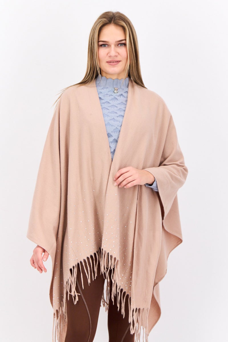 ADRIENNE VITTADINI Women Embellished Soft Poncho, Blush  - Image 1