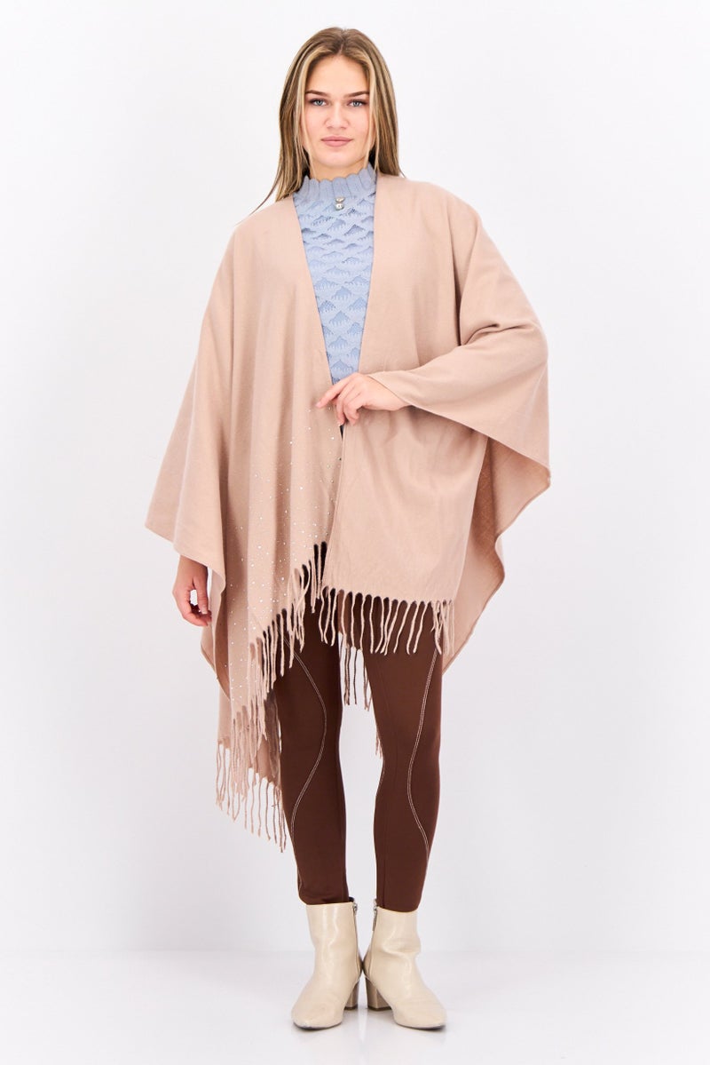 ADRIENNE VITTADINI Women Embellished Soft Poncho, Blush - Image 2