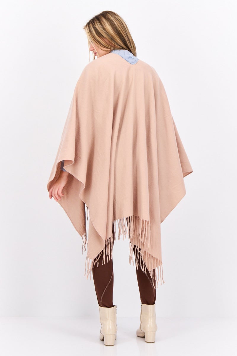 ADRIENNE VITTADINI Women Embellished Soft Poncho, Blush - Image 4