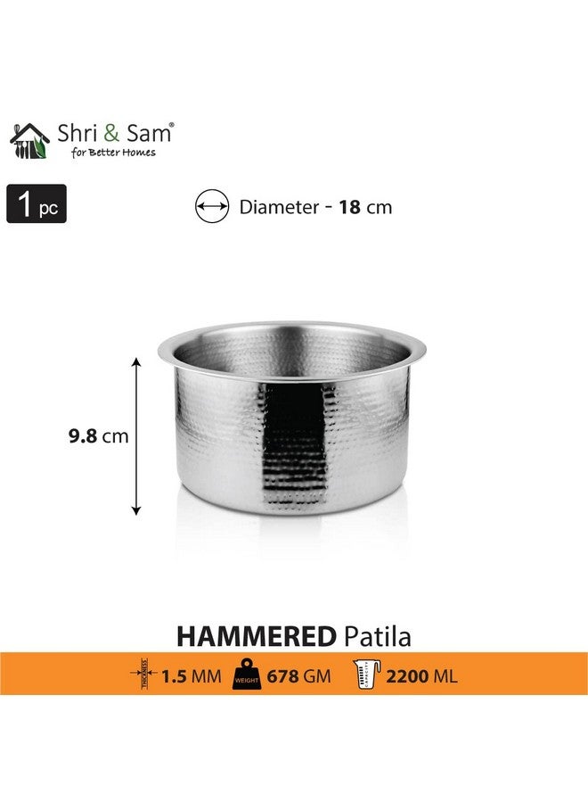 Shri & Sam Stainless Steel Heavy Weight Hammered Patila, 1.5 mm, 18 cm - Image 3