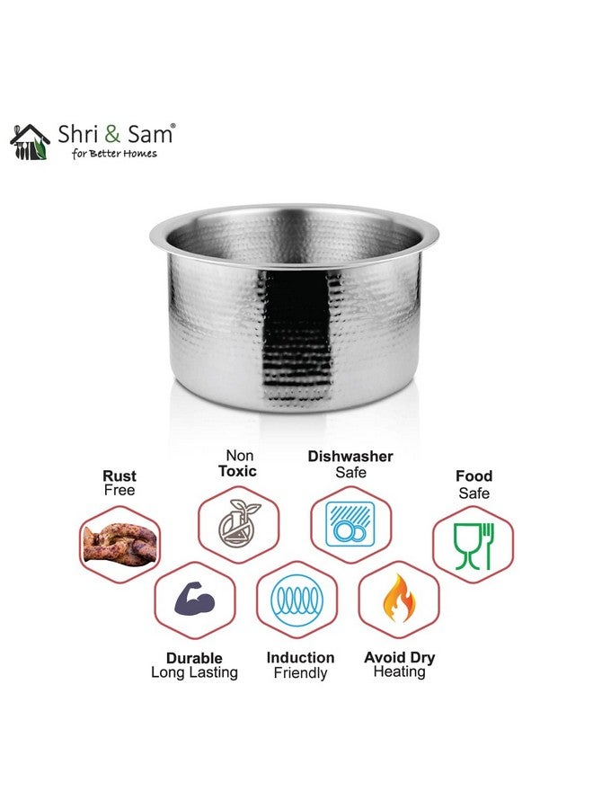 Shri & Sam Stainless Steel Heavy Weight Hammered Patila, 1.5 mm, 18 cm - Image 4