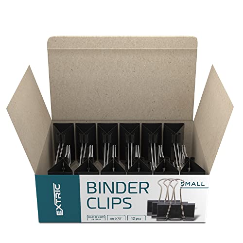 EXTRIC Binder Clips - 144 Small Binder Clips, 0.75 Inch Black Paper Clamps, File Clip for Home, Office and School Supplies - Image 2