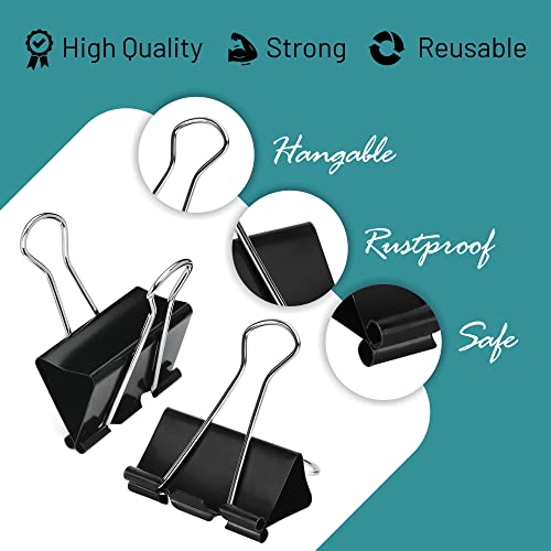 EXTRIC Binder Clips - 144 Small Binder Clips, 0.75 Inch Black Paper Clamps, File Clip for Home, Office and School Supplies - Image 5