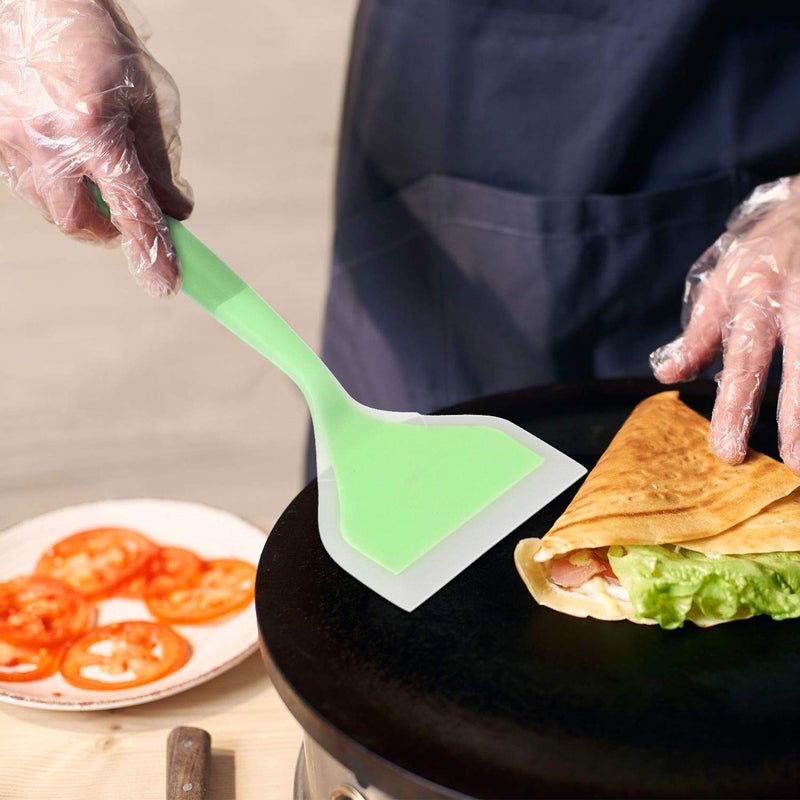 Shappy Shappy 2 Pcs Wide Silicone Spatula Tamagoyaki Spatula Shovel Turner Nonstick Fried Shovel Fish Spatula Silicone Wide Flexible Turner for Nonstick Cookware Egg Cookie Omelette(Green Orange)  - Image 4