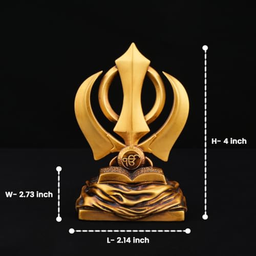 Artarium Khanda Sahib Idol Sikh Religious Symbol Sikh Khanda Statue for Car Dashboard Idol for Pooja Office Table Showpiece Gifts Items (Khanda Sahib Antique 4 Inch) - Image 4