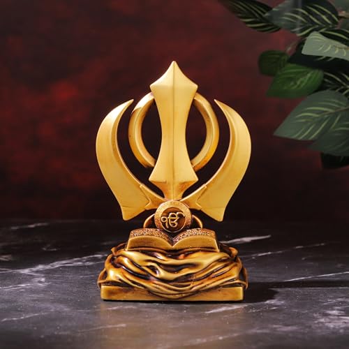 Artarium Khanda Sahib Idol Sikh Religious Symbol Sikh Khanda Statue for Car Dashboard Idol for Pooja Office Table Showpiece Gifts Items (Khanda Sahib Antique 4 Inch) - Image 3