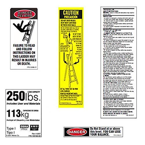 Werner 250 LB Fiberglass Step Ladder Label Kits (Pack of 6) - Image 3