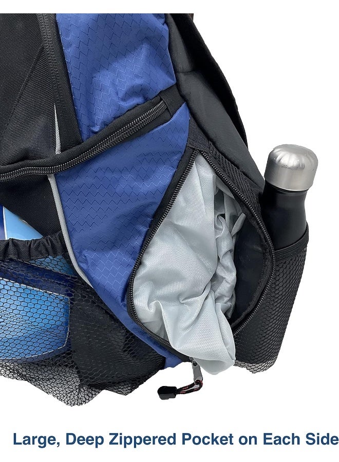 Fashion Helpers Fashion Helpers Royal Blue and Black Sport Backpack with Ball Pocket for Soccer, Football, Futbol, Basketball, Volleyball - Image 5
