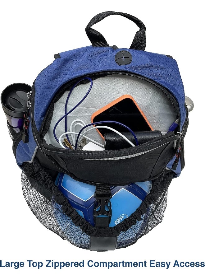 Fashion Helpers Fashion Helpers Royal Blue and Black Sport Backpack with Ball Pocket for Soccer, Football, Futbol, Basketball, Volleyball - Image 1