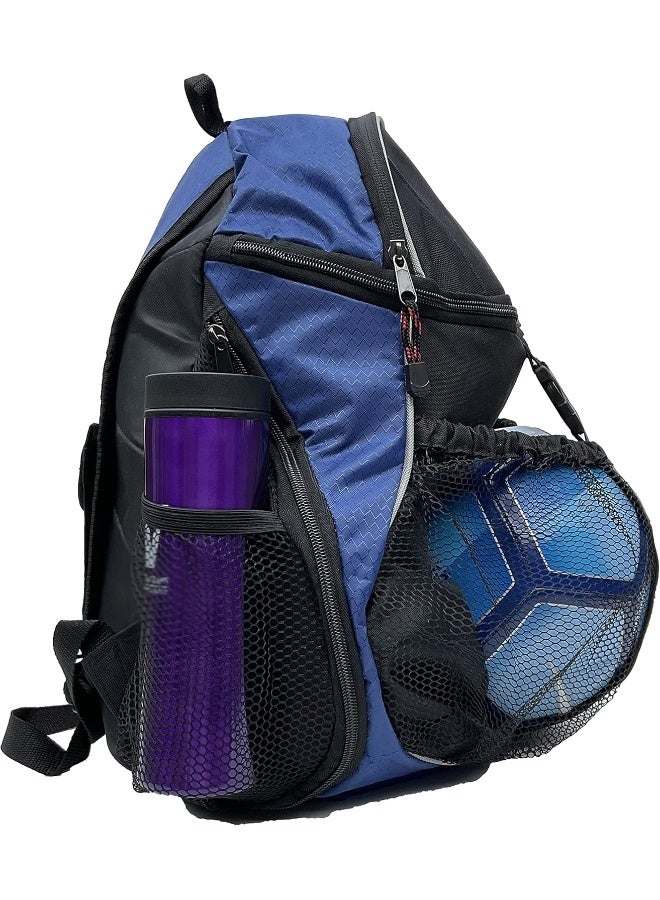 Fashion Helpers Fashion Helpers Royal Blue and Black Sport Backpack with Ball Pocket for Soccer, Football, Futbol, Basketball, Volleyball - Image 3